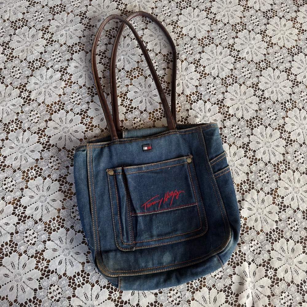 Tommy Hilfiger Denim Tote Messenger Bag Shoulder Bag Y2K